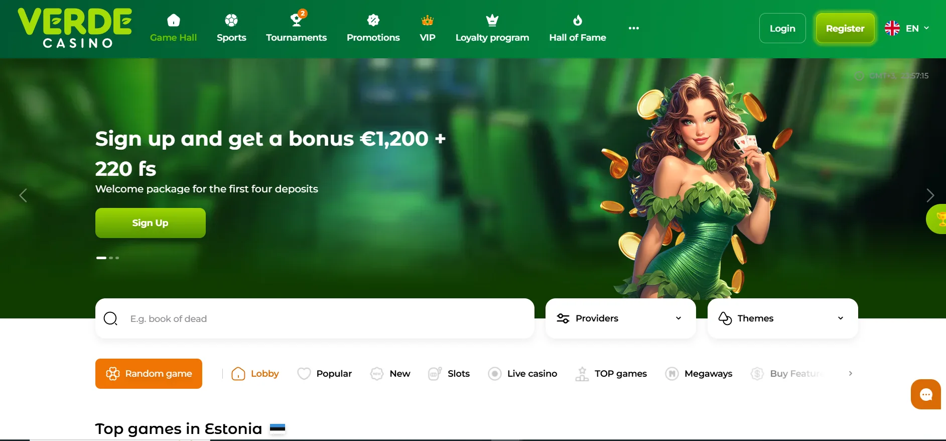 Главная страница Verde Casino – откройте для себя Book of Dead и Sugar Rush 1000! Присоединяйтесь к Verde Casino и получите бонус до 1200 € и 220 бесплатных вращений!