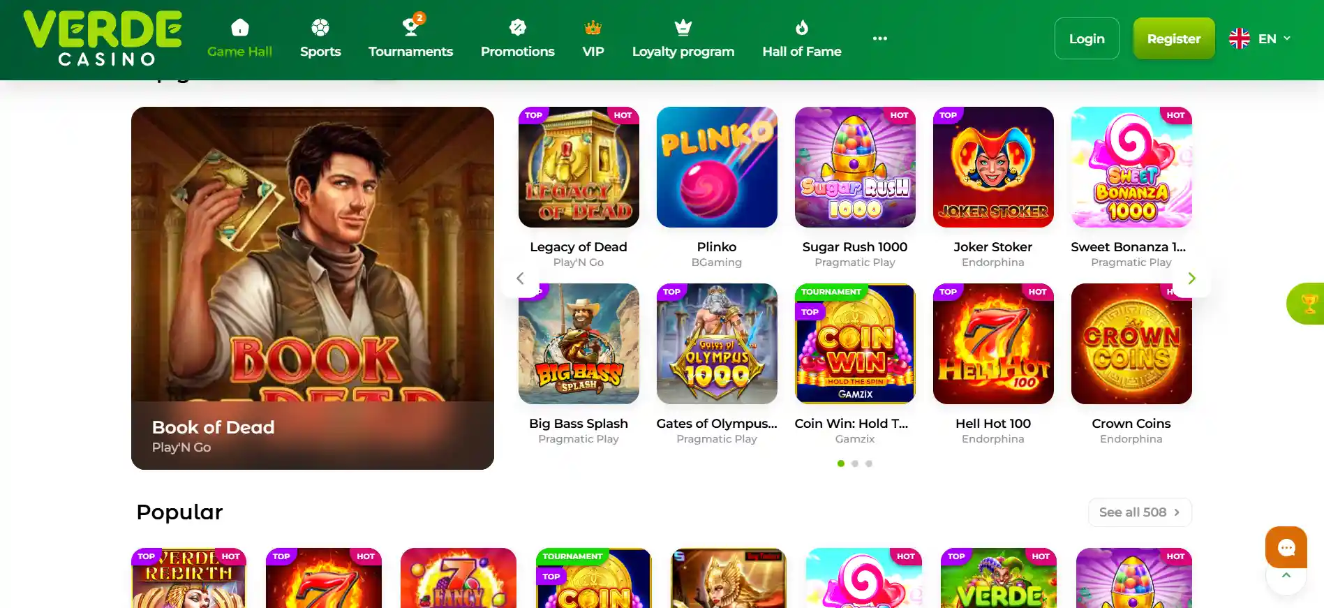 Главная страница Verde Casino – играй и выигрывай бонус до 1200 € и 220 бесплатных вращений! Зарегистрируйся в Verde Casino и начни играть прямо сейчас!