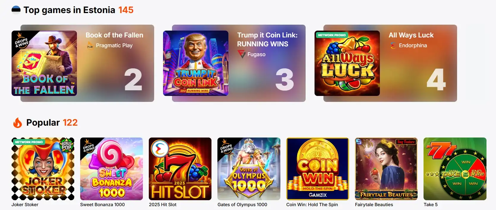Популярные игры в Vulkan Spiele.